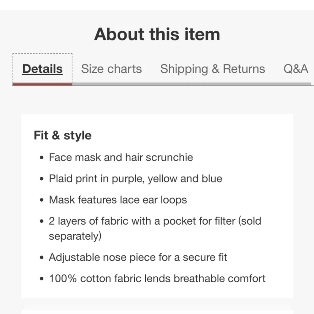 3/$15 Wild Fable Fabric Mask & Matching Hair Tie